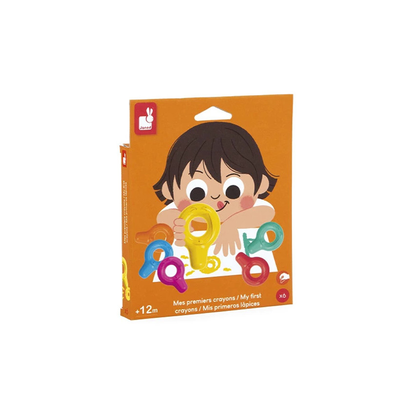 Set van 6 waskrijtjes Mes premiers crayons voor kleine handjes 