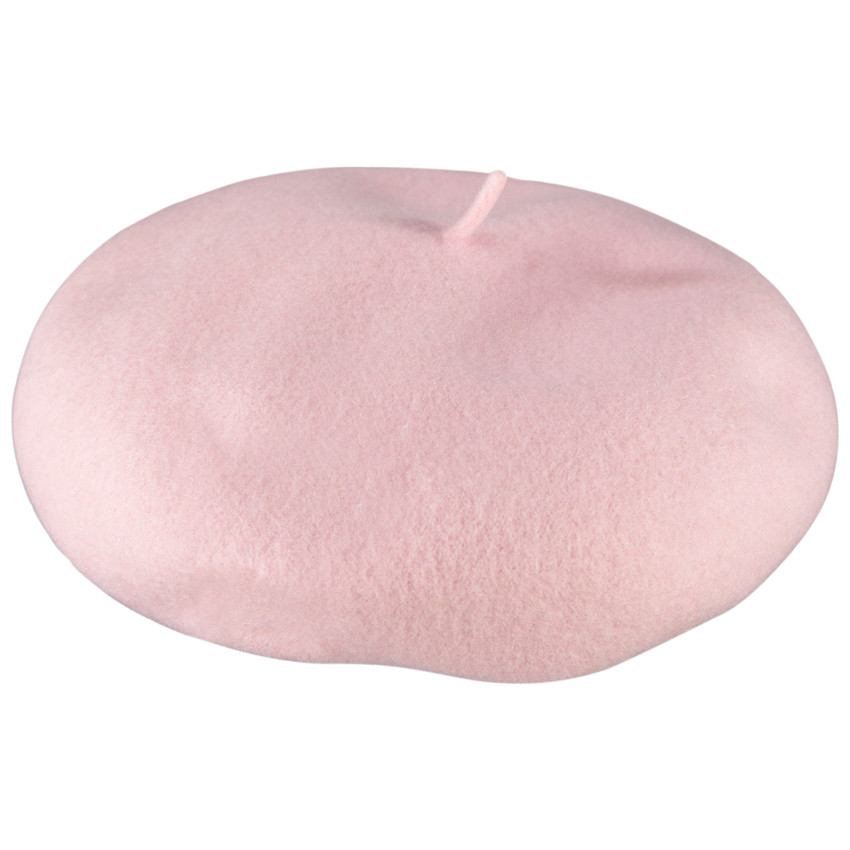 Chapeau béret uni rose pâle en feutrine pour fille 