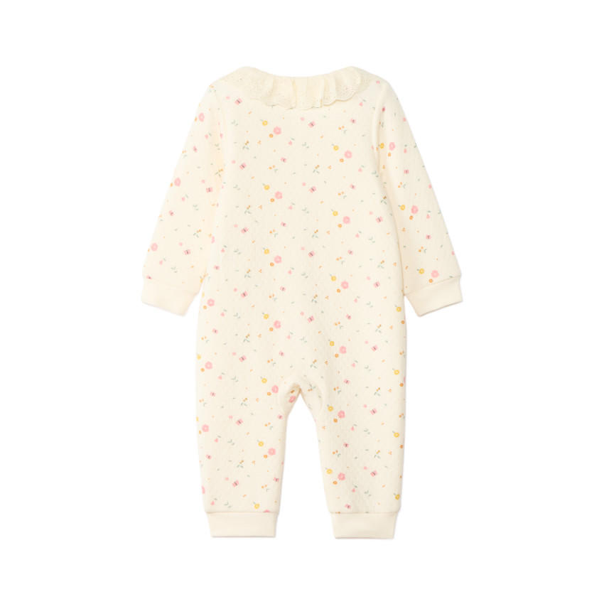 Lange doorgestikte jumpsuit met bloemenprint voor meisjes 