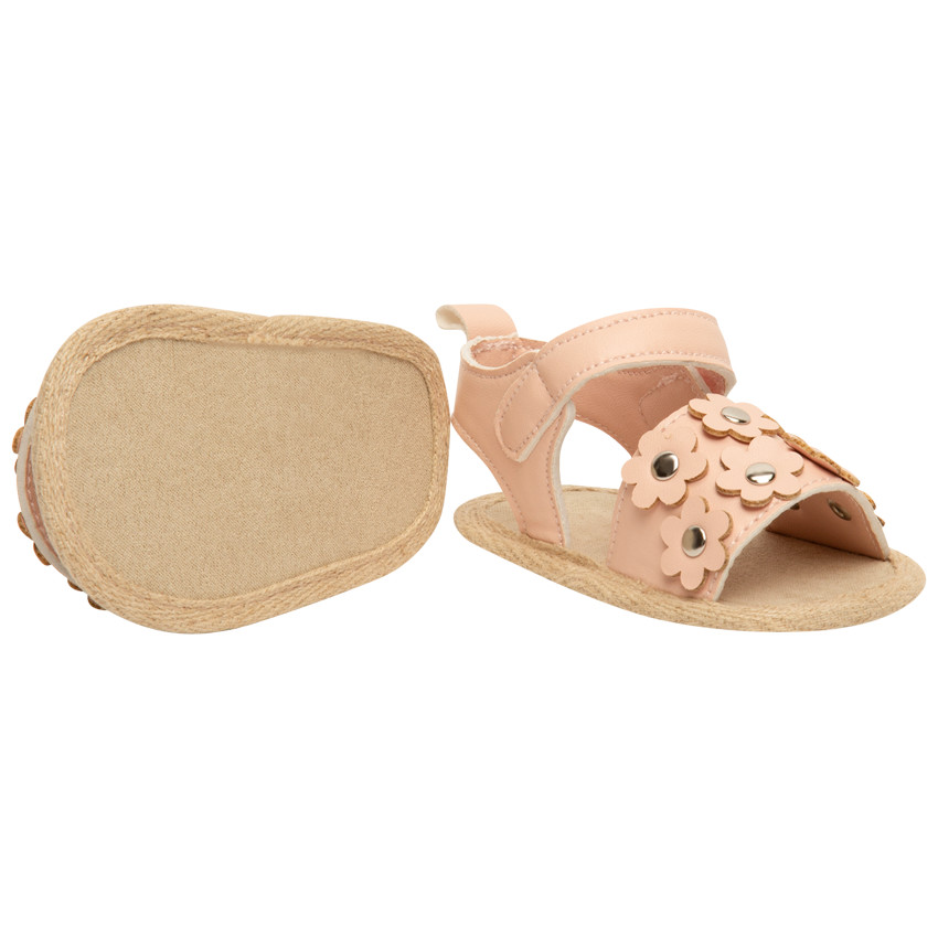 Sandalen met velcro en bloemenpatches en studs voor meisjes 