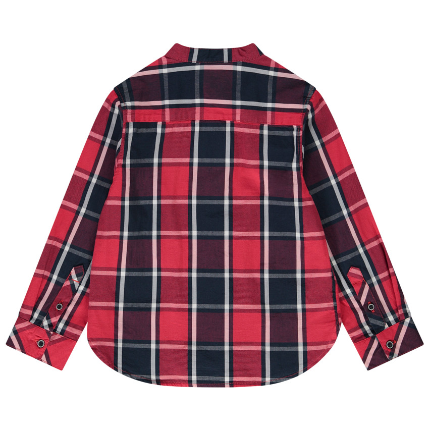 Langarmige hemd met mao-kraag en ruitjes voor jongens 