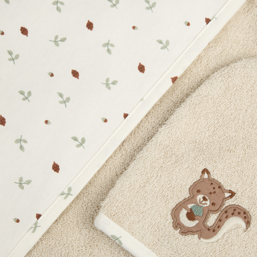 Badset met kap en washandje Roi des Forêts beige 