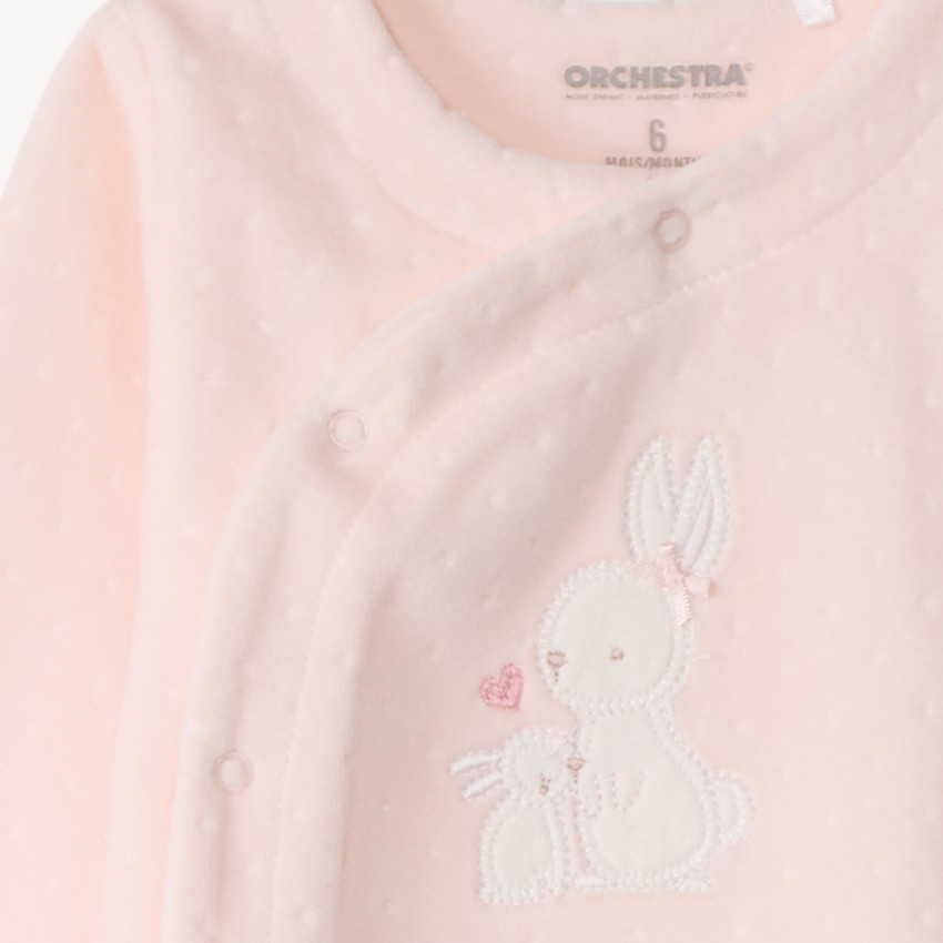 Pyjama in fluweel met patch konijntjes voor meisjes 