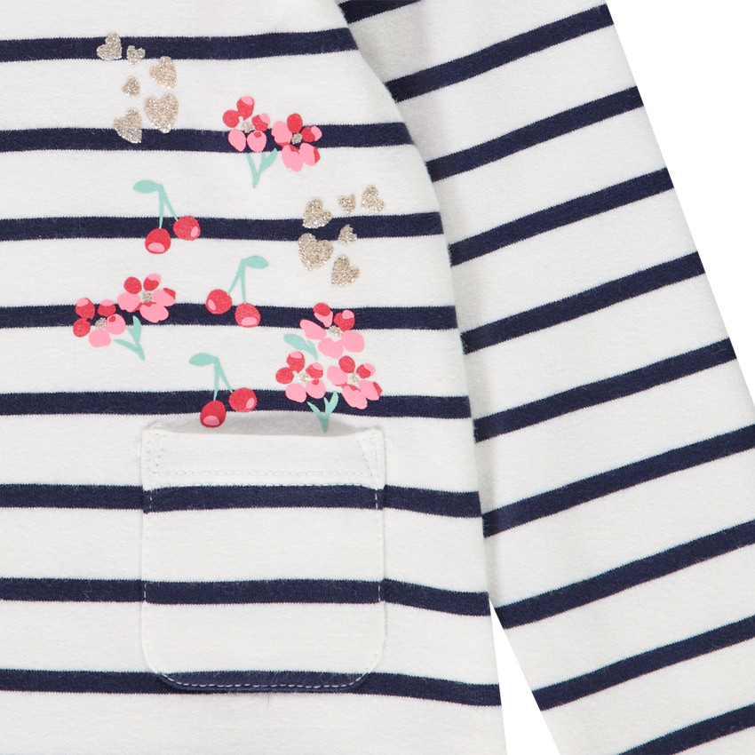 T-shirt manches longues style marinière en jersey fantaisie pour bébé fille 