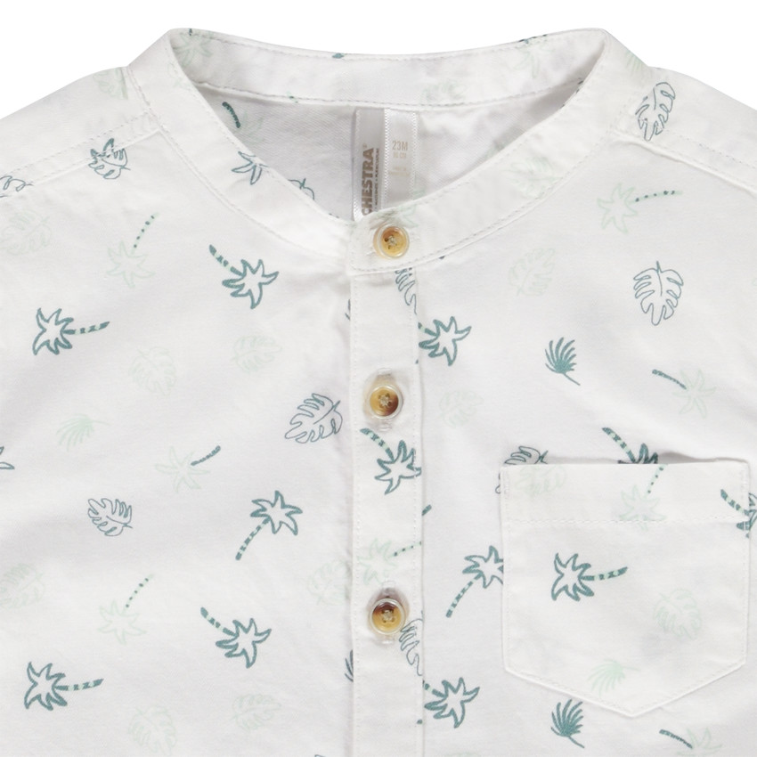 Chemise manches courtes en coton imprimé feuilles/palmiers pour bébé garçon 