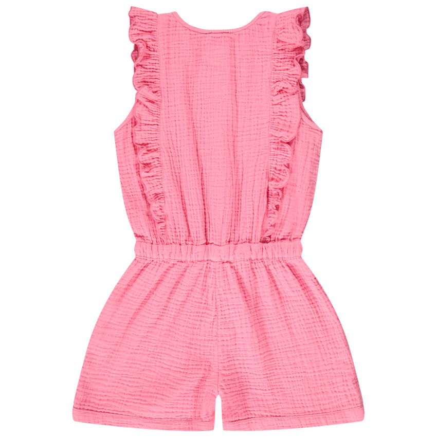 Combishort volantée en double gaze uni pour fille 