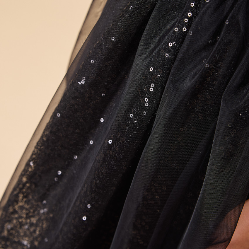 Feestjurk met lange mouwen en 2-in-1 effect met pailletten voor meisjes 