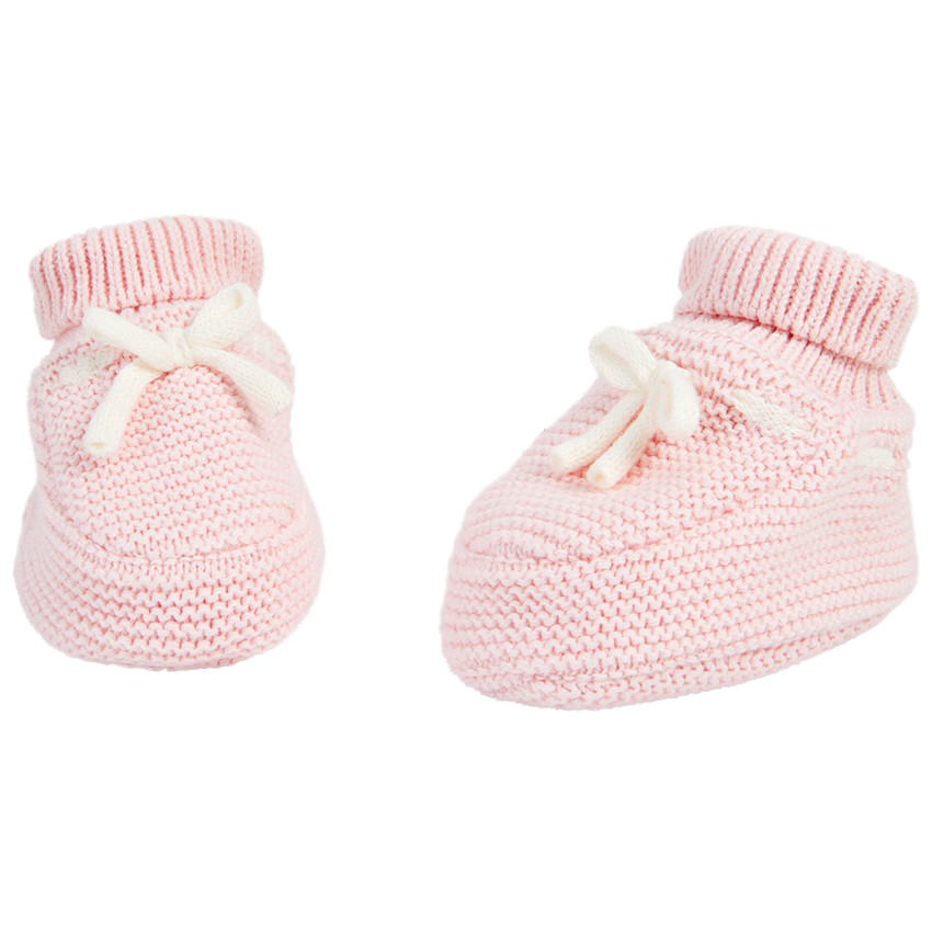Pantoffels gebreid met knoop voor meisjes 