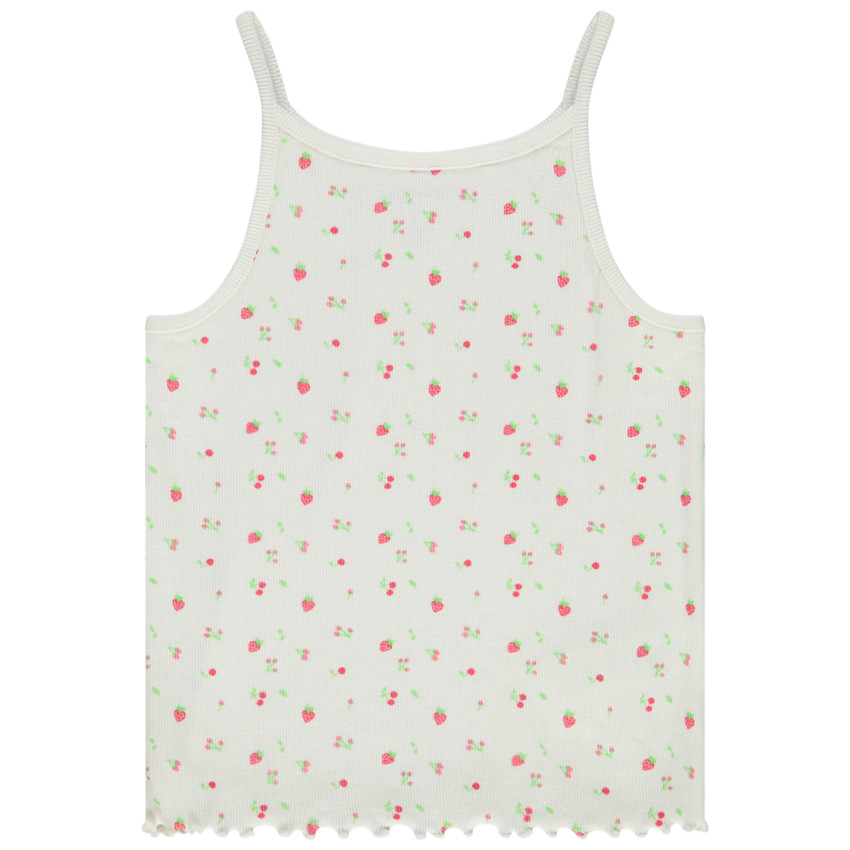 Débardeur en maille côte avec feston et imprimé fantaisie pour fille 