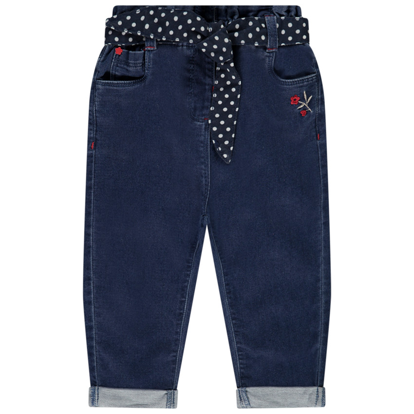 Jeans met riem en borduurwerk voor baby meisjes 