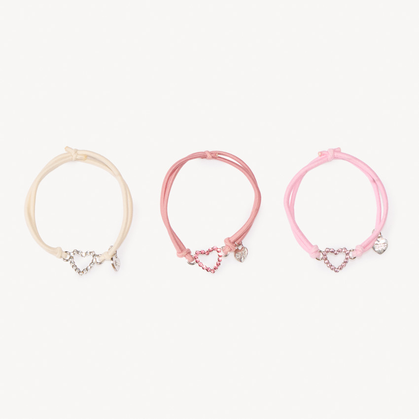 Lot de 3 bracelets ajustables avec pendentif cœur pour fille 