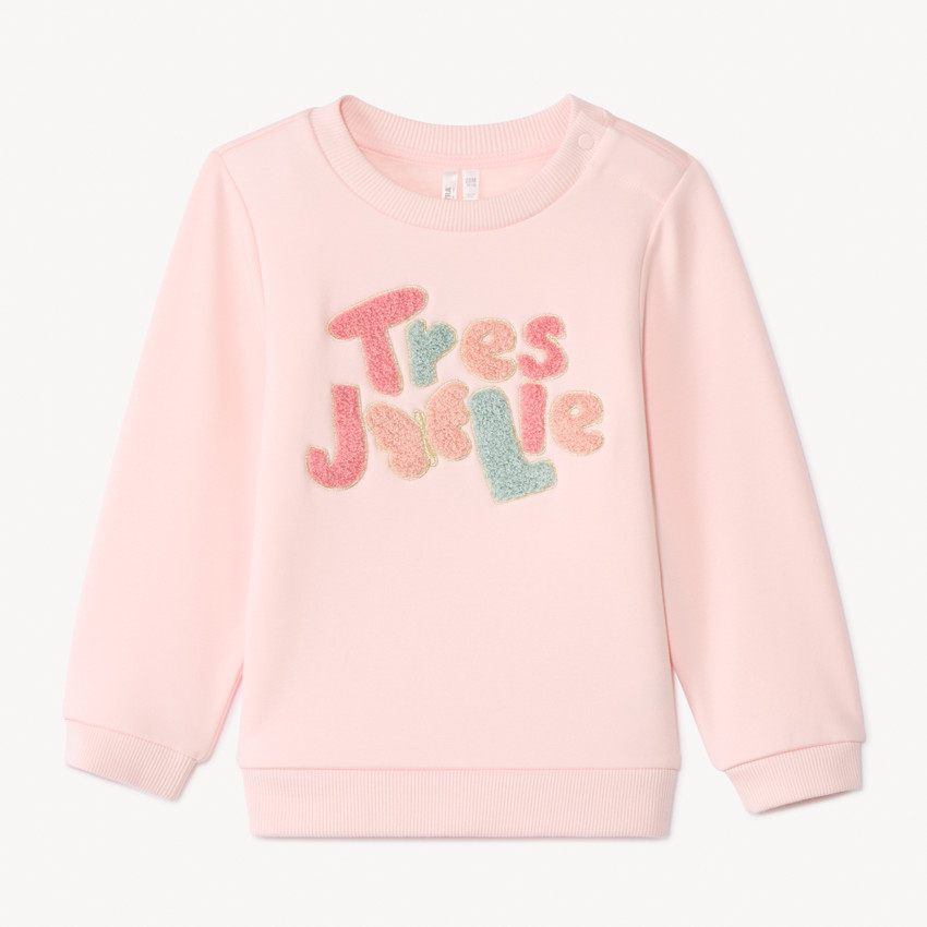 Sweatshirt van fleece met 3D lusjespatches voor babymeisje 
