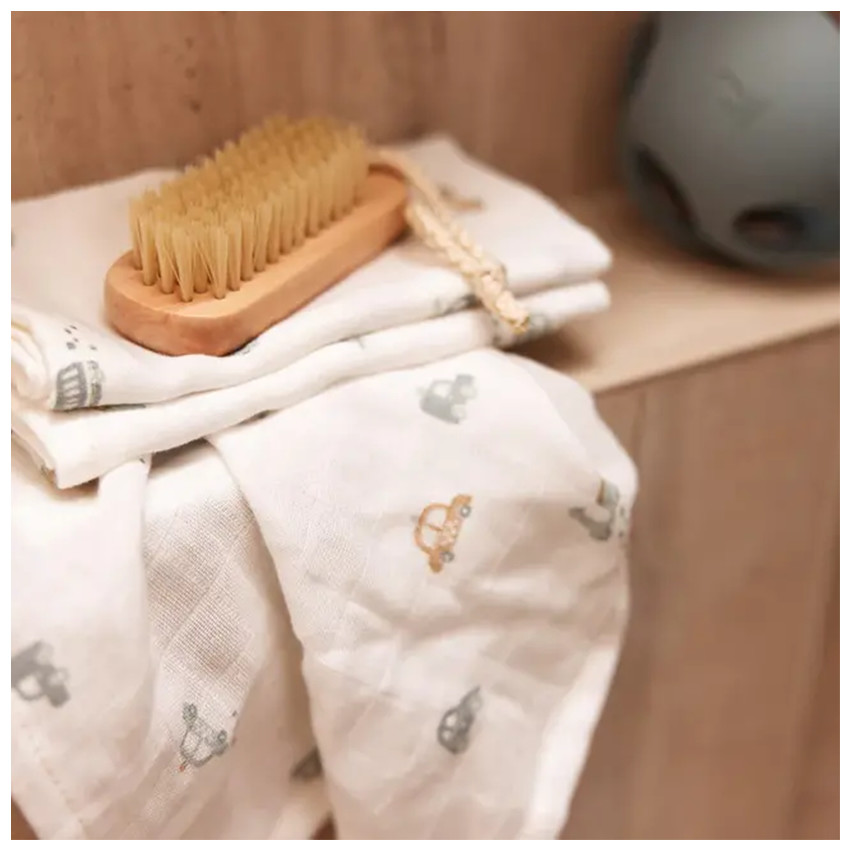 Gant de toilette gaze de coton 15x20cm On The Go 3pcs 