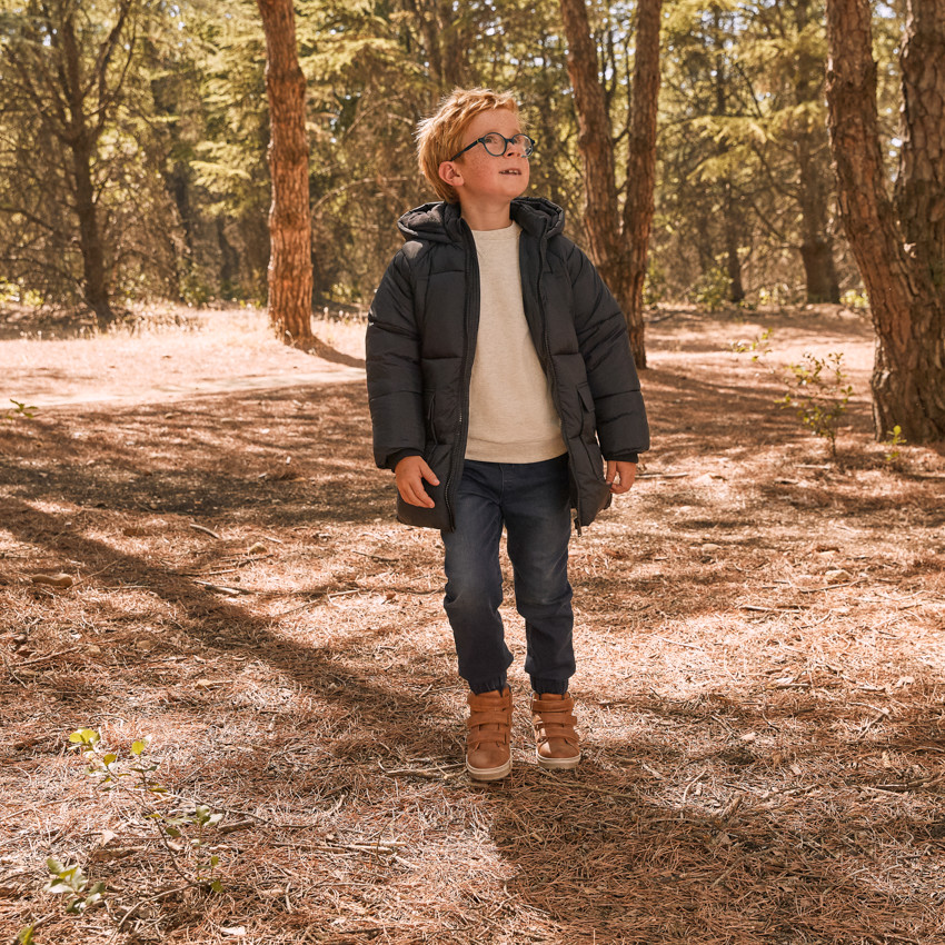 Donsjas met microfleece en kap voor jongen 