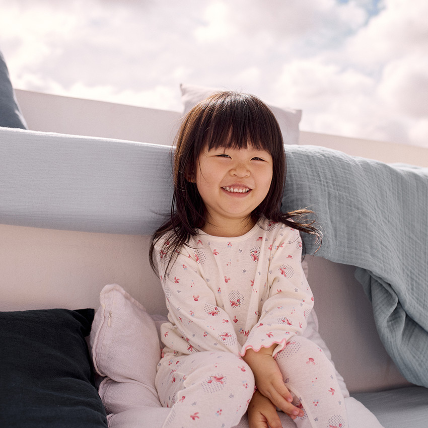 Pyjama 2 pièces effet côtelé et imprimé oiseaux pour bébé fille 