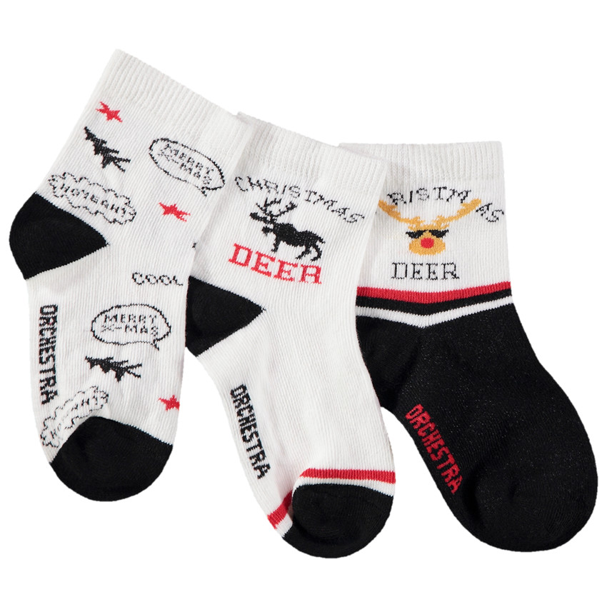 Lot de 3 paires de chaussettes Noël pour garçon 