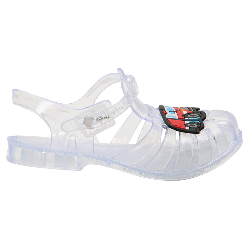 Transparante strandschoenen met geplastificeerde vrachtwagen van maat 24 tot 29 