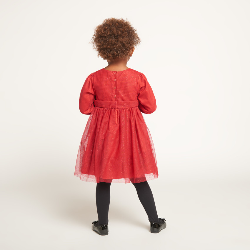 Robe de fête manches longues en tulle pailleté pour bébé fille 