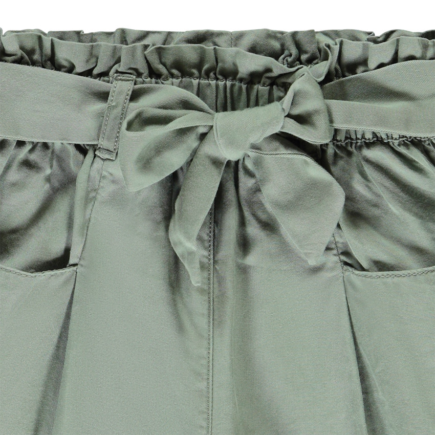 Hoge taille twill short met strikceintuur meisjes 