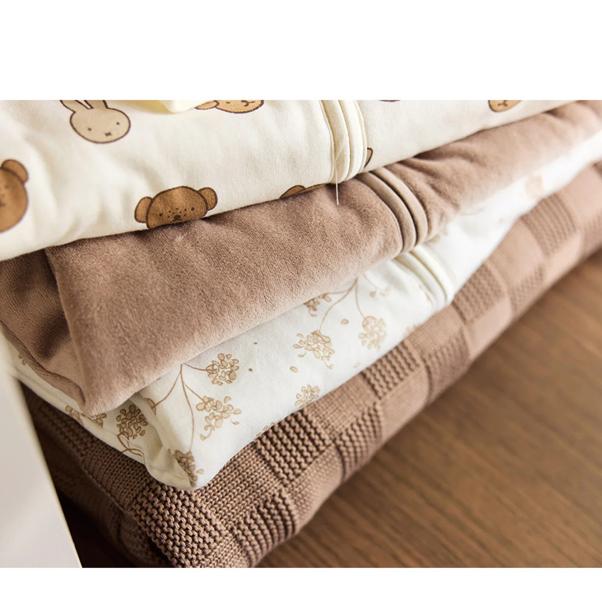 Couverture lit bébé Box Knit - Sable chaud/Velvet -100x150 cm 