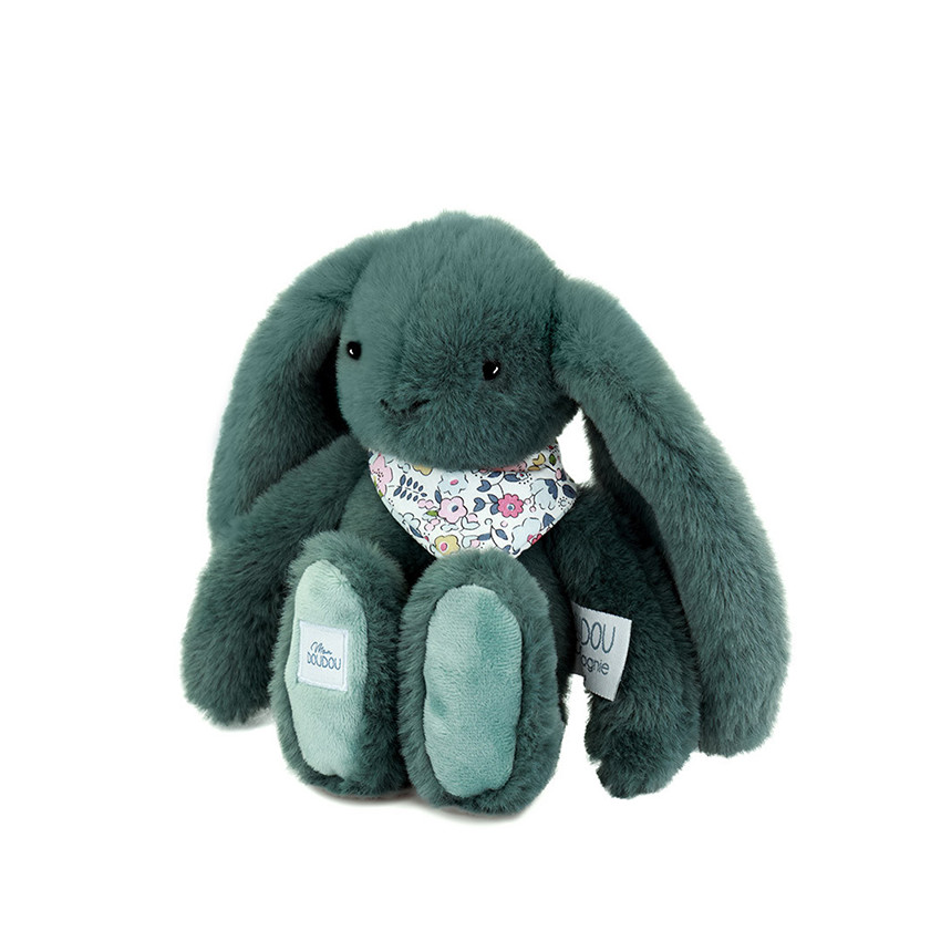 Petite peluche lapin fleurette eucalyptus 25 cm 