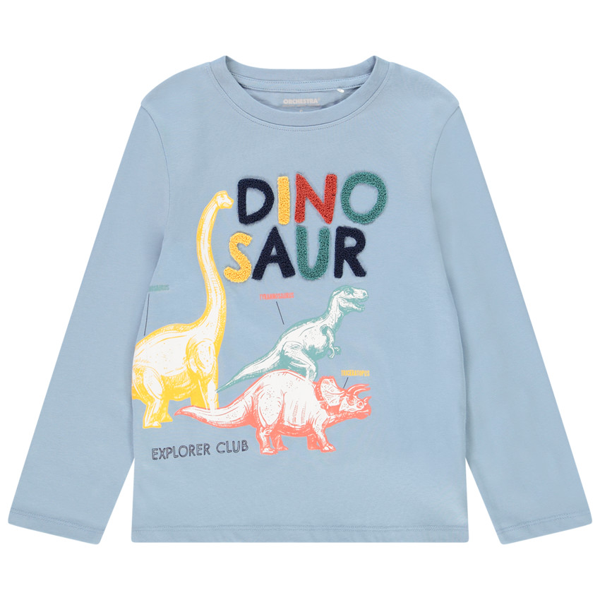 T-shirt met lange mouwen, print en tekst van bouclé voor jongens 