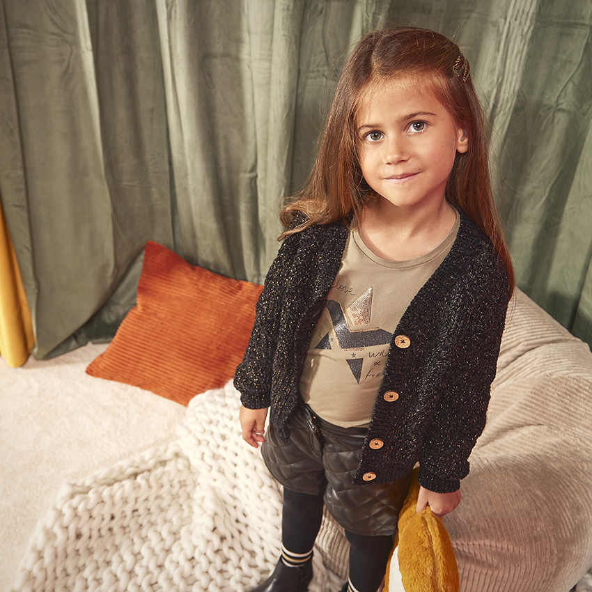 T-shirt manches longues en jersey print sequins pour fille 