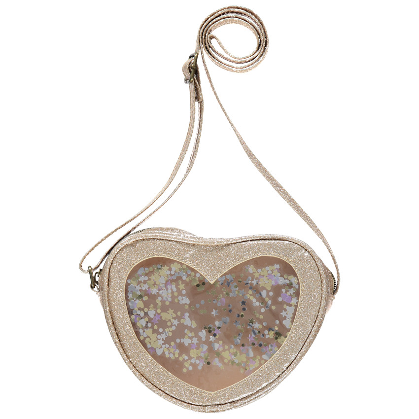 Sac forme coeur en bandoulière à paillettes 