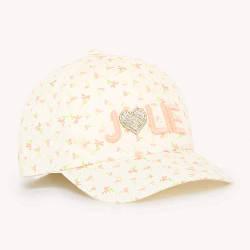 Petite capuche en twill imprimé fleurs avec broderie "Jolie" pour fille bébé 