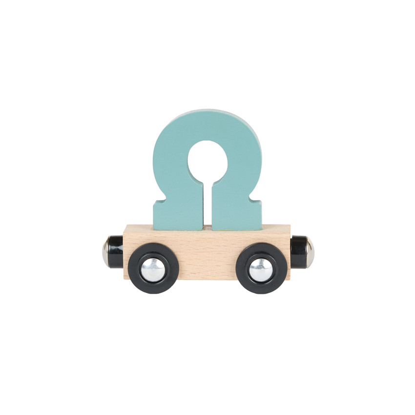 Lettre "OMEGA" wagon en bois - bleu 