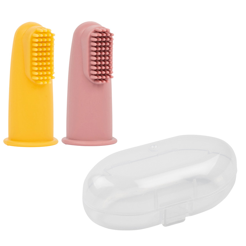 Lot de 2 brosses à dents en silicone - Rose/Ocre 
