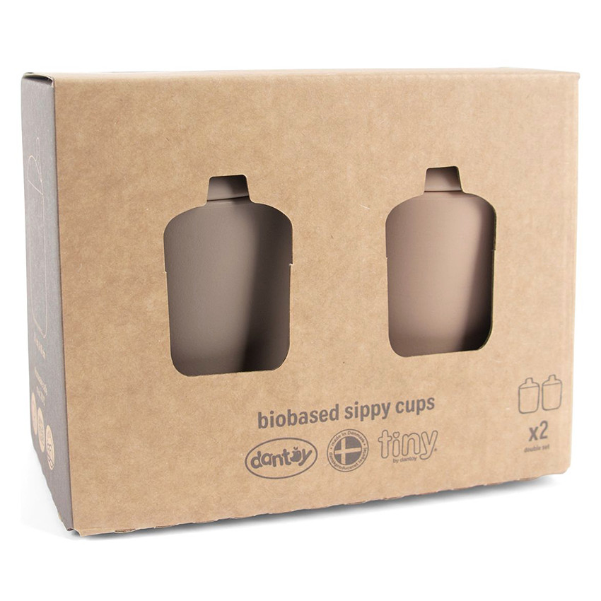 Set van 2 Bekers met Drinktuit Tiny Bioplastic – Beige/Mokka 
