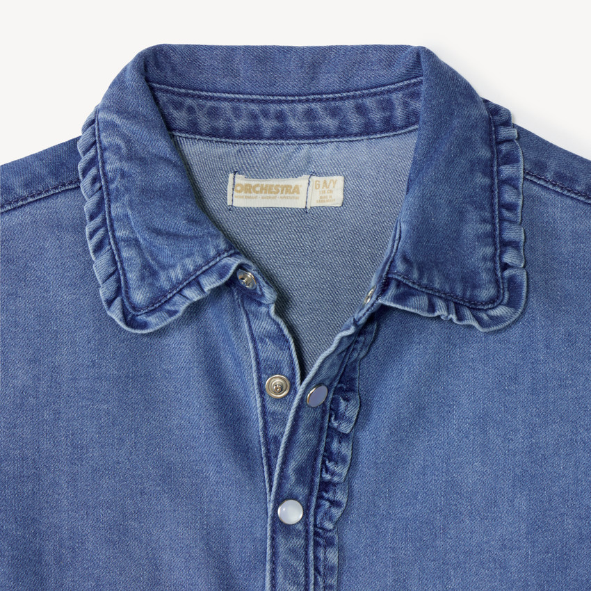Meisjesblouse met lange mouwen van denim 