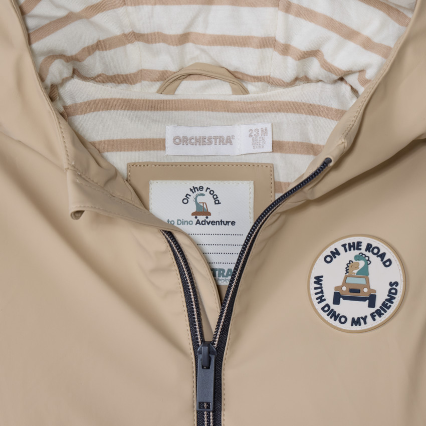 Speelse regenparka met capuchon voor babyjongen 