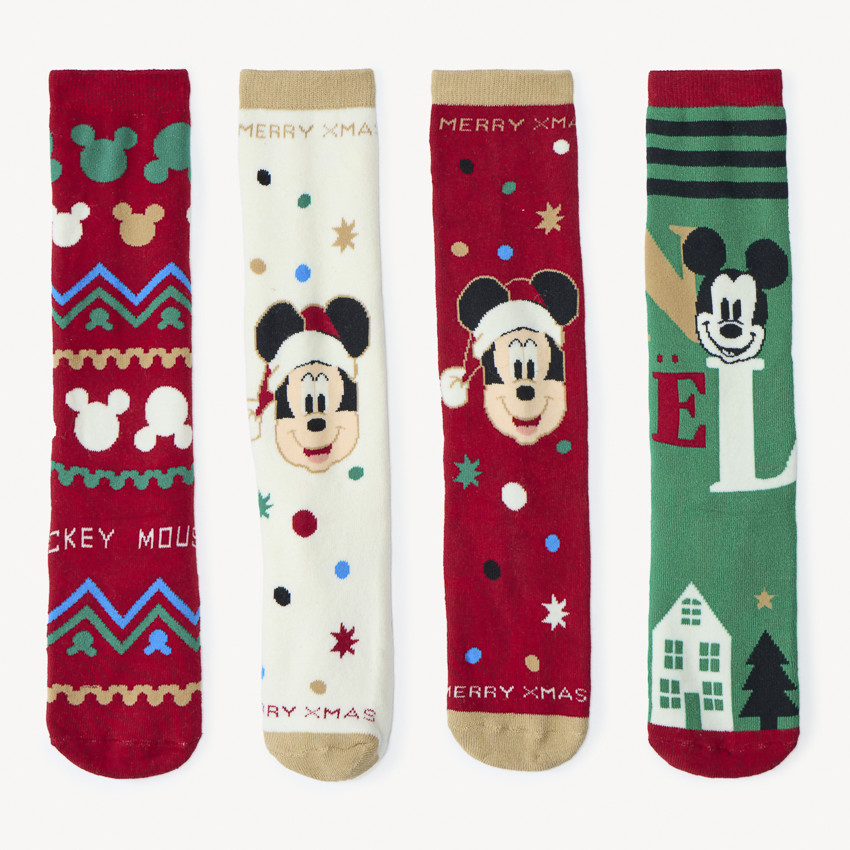 Set van 4 hoge kerstkniekousen met Mickey Disney voor jongens 