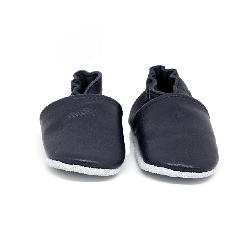 Chaussons souples 3-6M en cuir Babysoft Marine 