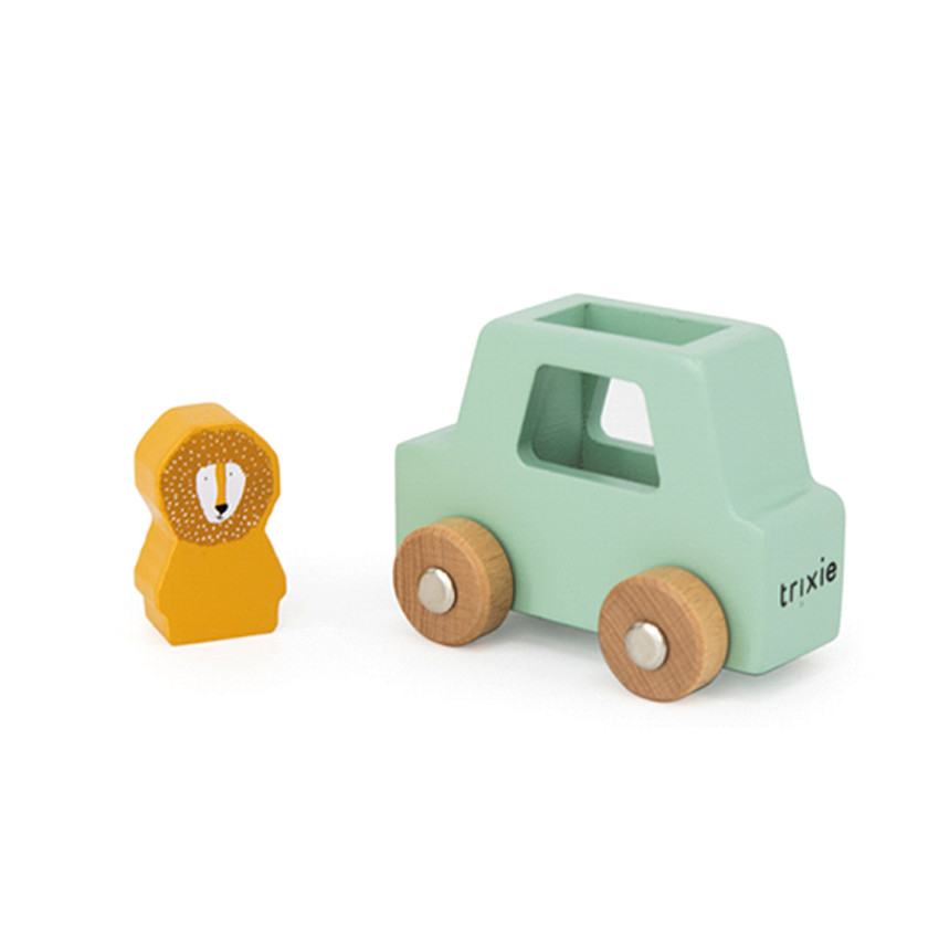 Briesje Verkeersopstopping gips Dierenauto set in hout - miniatuur speelgoed