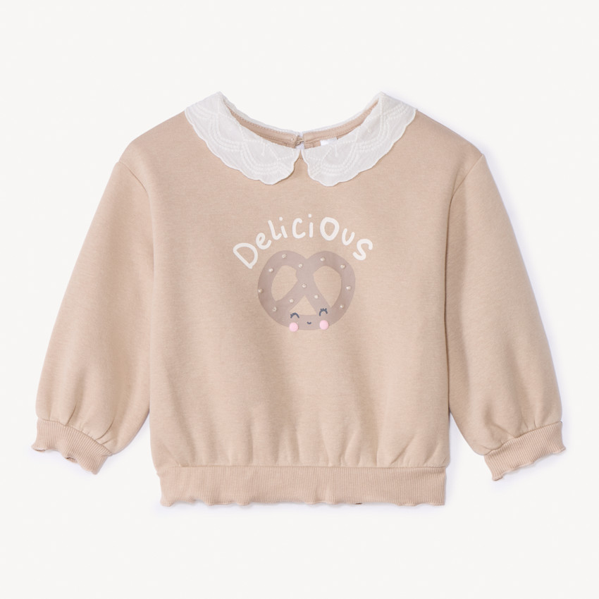 Oversized fleece sweat met kraag voor meisjesbaby's 
