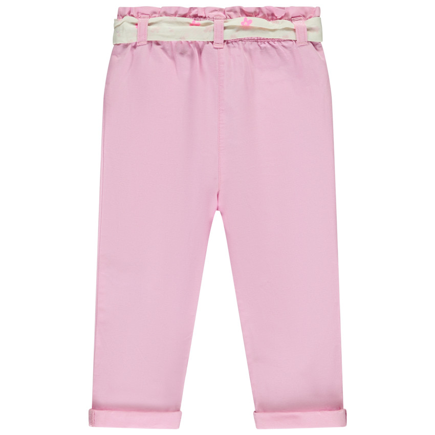Pantalon van stof met bedrukte riem voor meisjes 