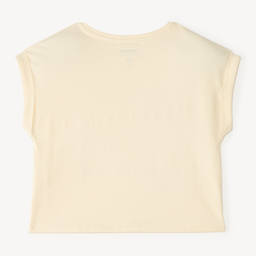 T-shirt fille manches courtes print fantaisie et fleuri 
