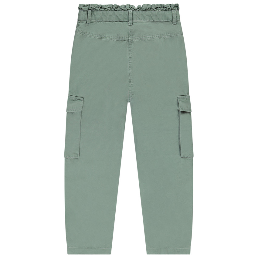 Pantalon cargo en toile finition volantée pour fille 