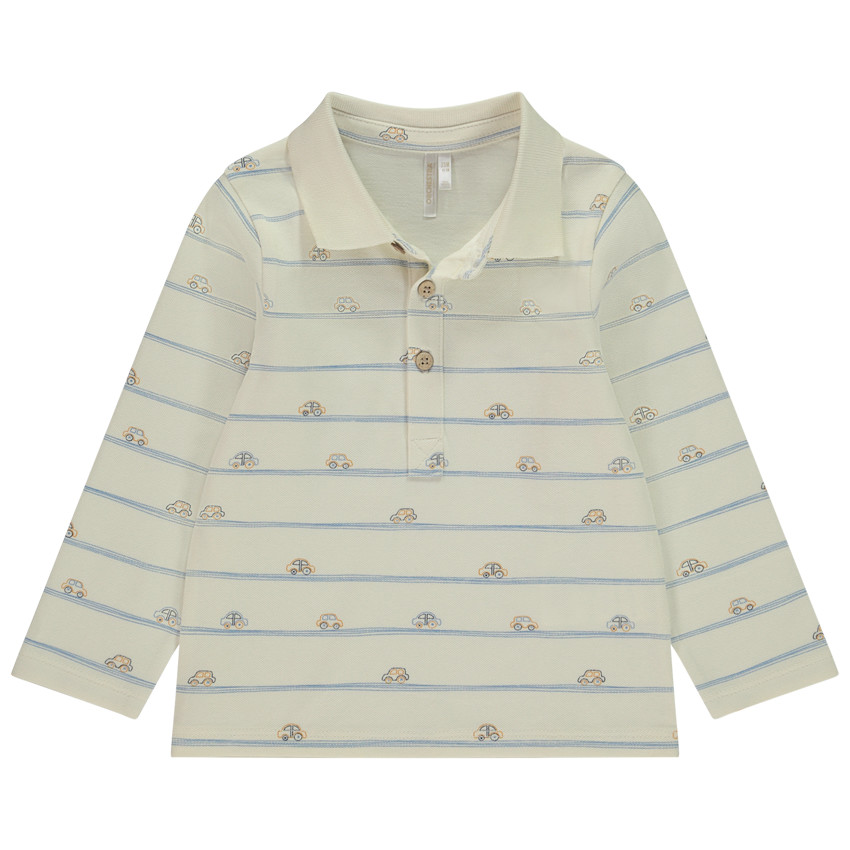 Polo manches longues imprimé voitures et rayé pour bébé garçon 