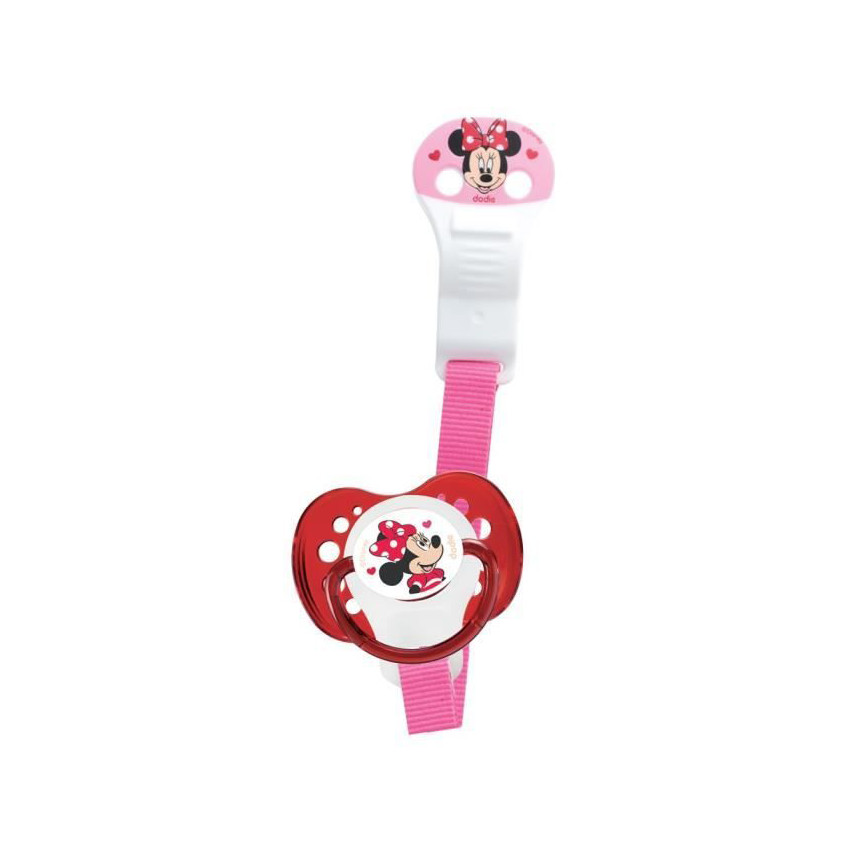 Attache sucette ruban Minnie Disney - Rose 