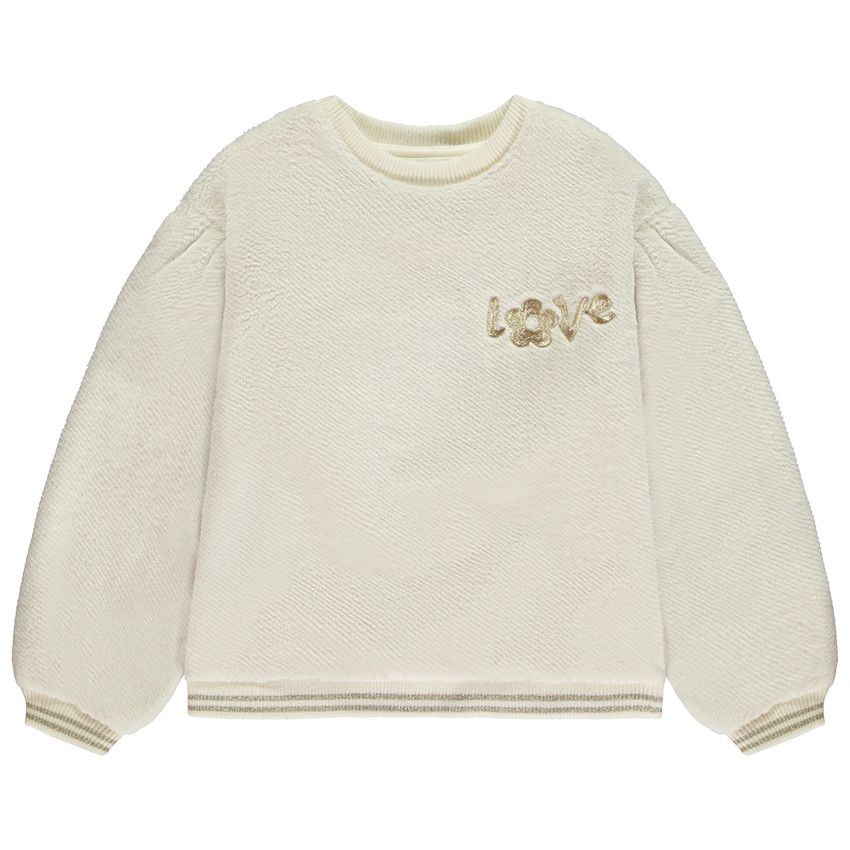 Sweat oversize en sherpa avec broderie dorée Love pour fille 