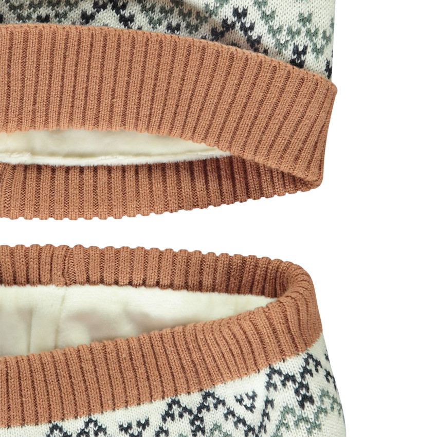 Set bonnet + snood en tricot jacquard Sapins pour bébé garçon 
