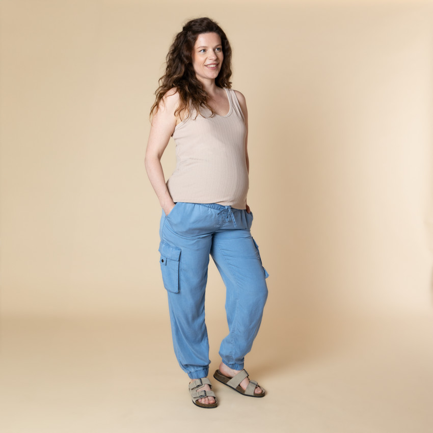 Pantalon cargo de grossesse avec bandeau haut 