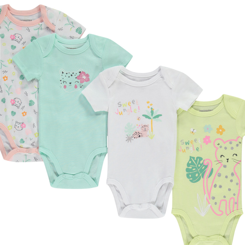 Set van 7 bodies korte mouwen met motieven voor baby meisjes 
