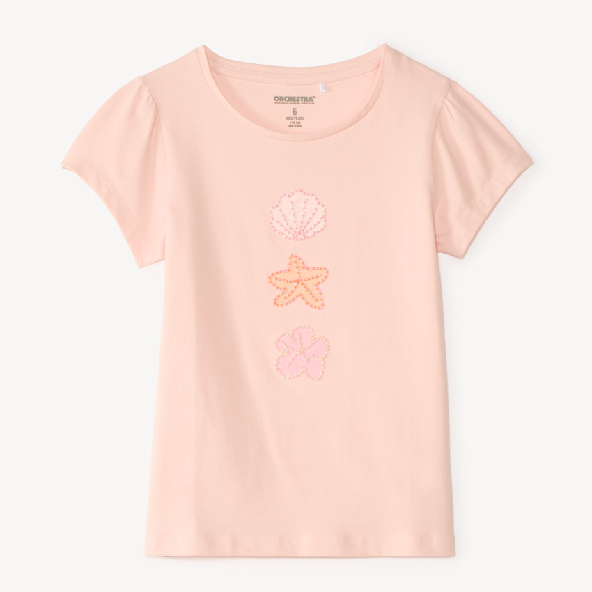 T-shirt met korte mouwen met fantasieontwerp in parels meisjes 