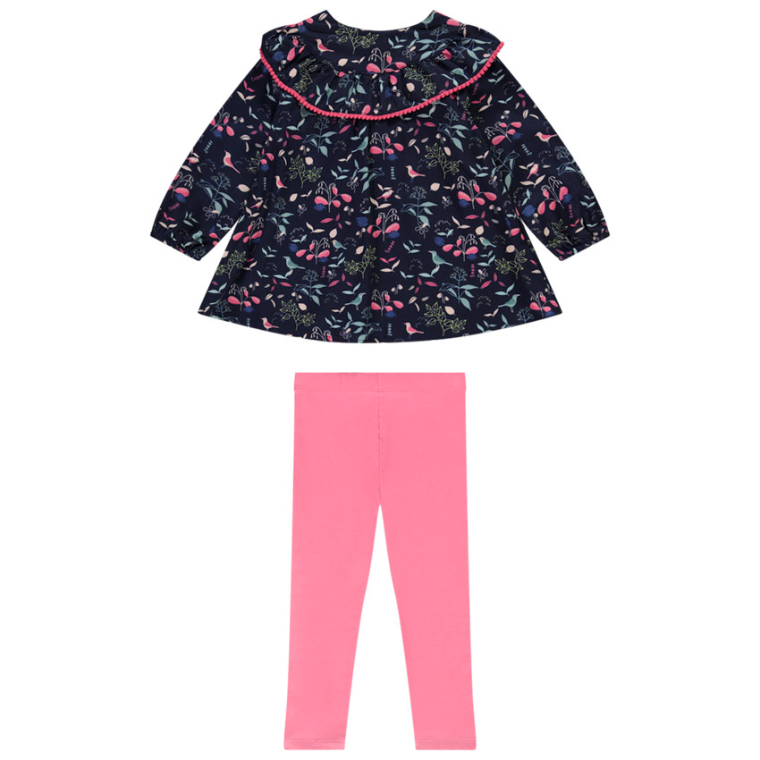 2-delige set van tuniek met lange mouwen en print + legging voor babymeisjes 