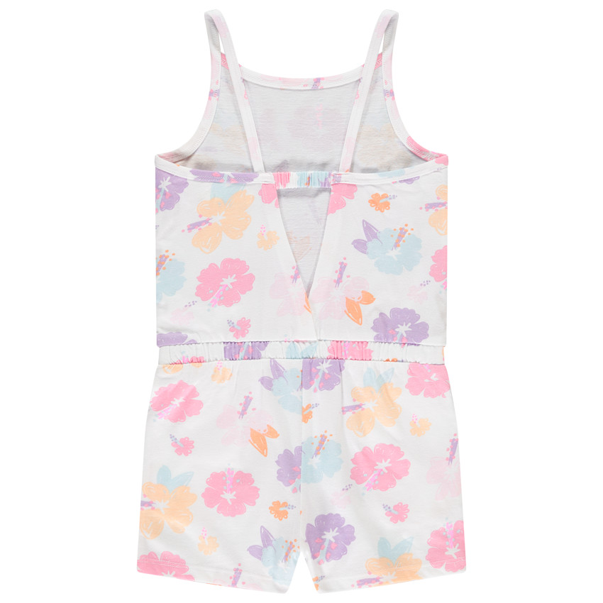 Combishort en jersey slub imprimé fleurs pour fille 